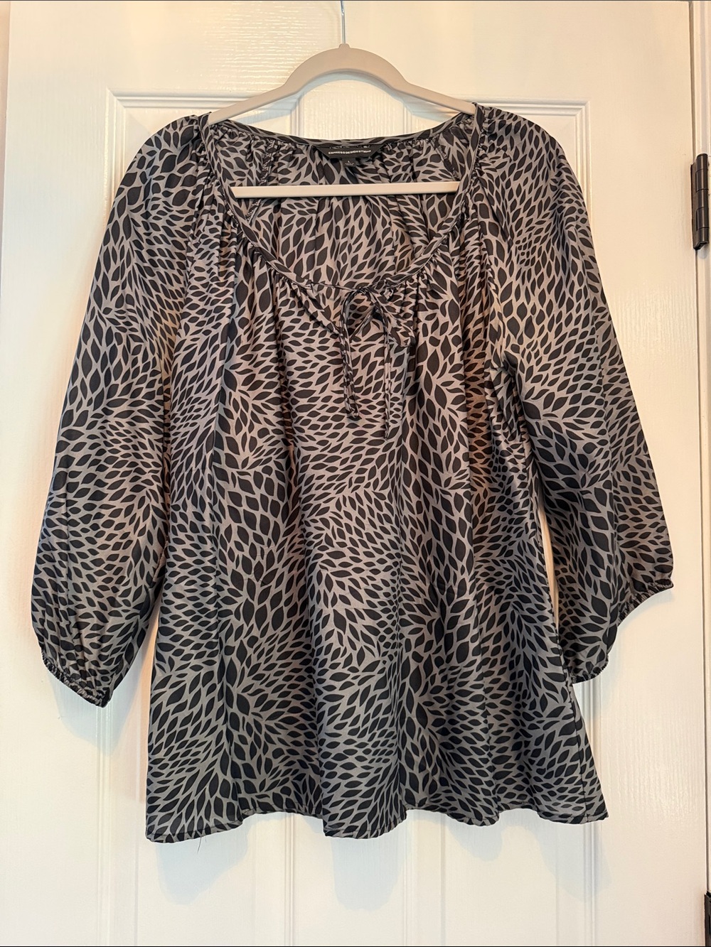 Express Black and Gray Printed Peasant Tunic